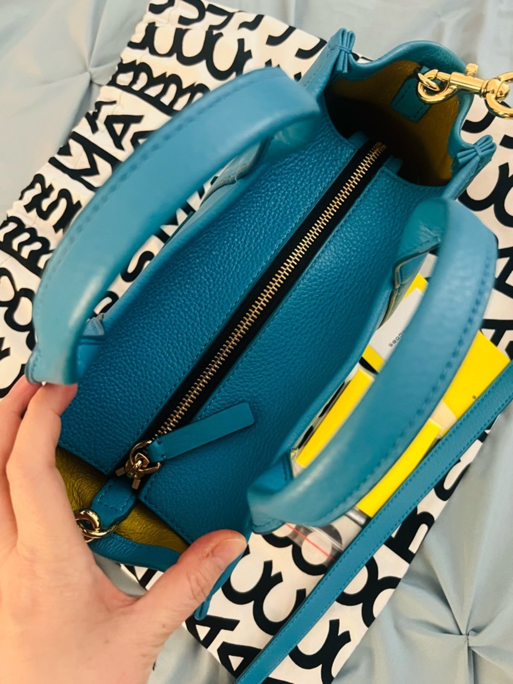 Marc Jacobs Teal Pebbled Leather Tote with Shoulder Strap - Picture 2 of 6